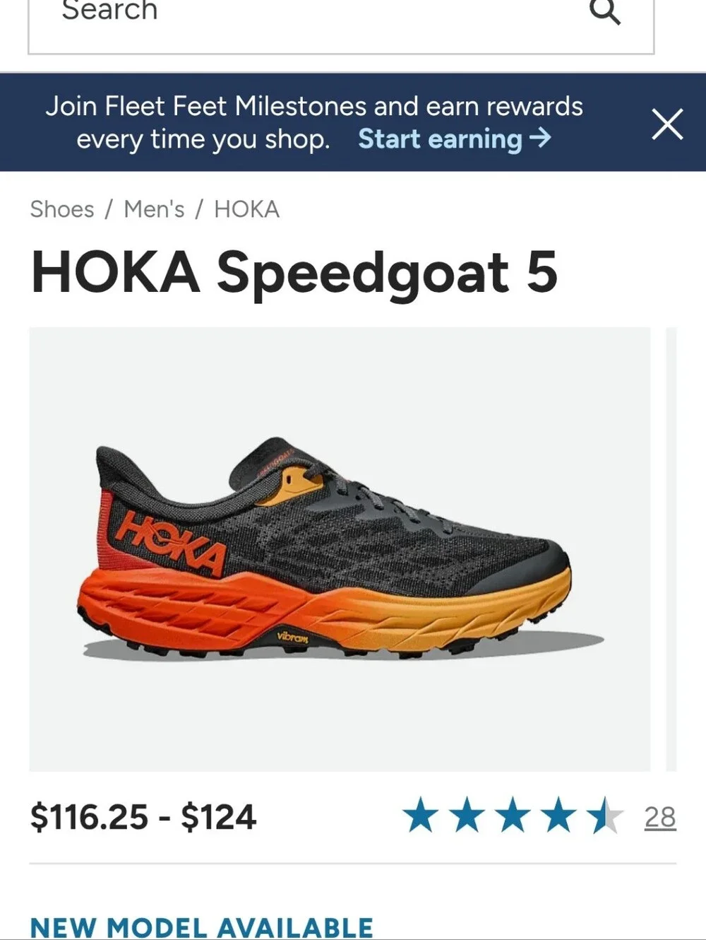 Hoka Men's Speedgoat 5 Running Trail Shoes  Gray and Orange